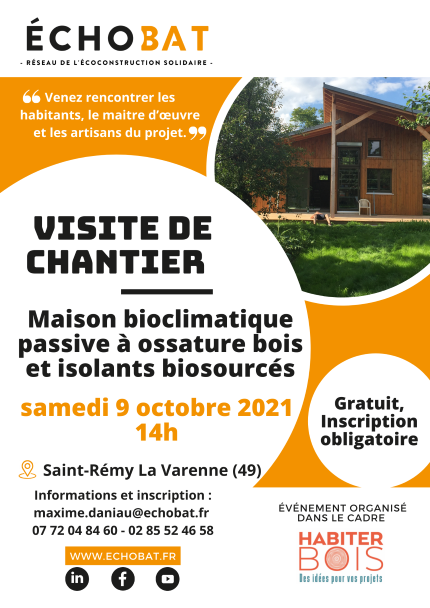 Visite de chantier de maison bioclimatique en ossature bois, isolation biosourcée et mur trombe